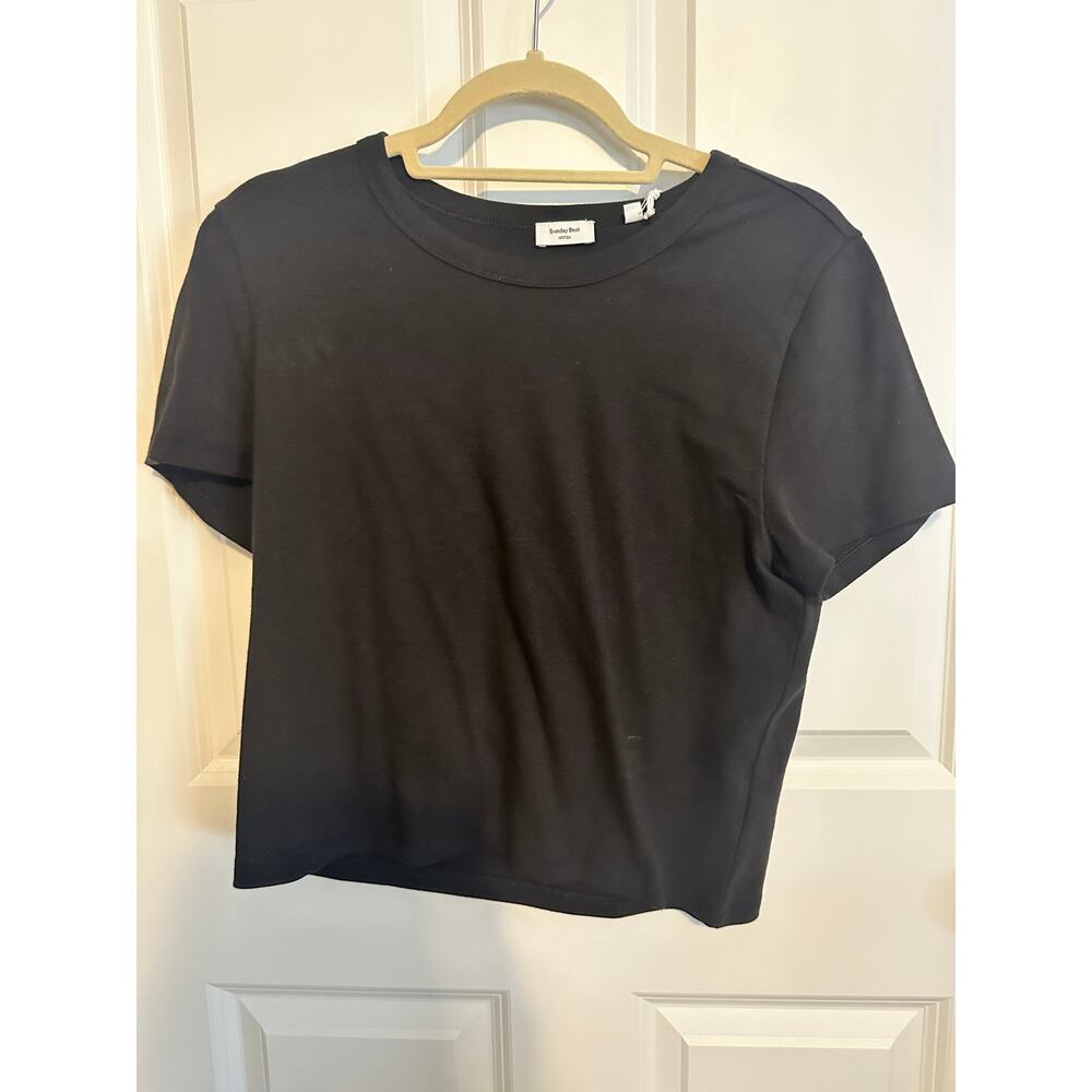 NWT Aritzia Sunday Best Little Ribbed Black T-Shirt XL